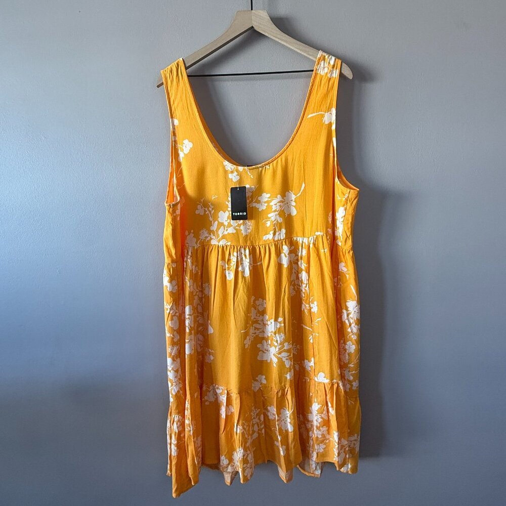 Women's Plus 2 NWT Torrid Tiered Tank Mini Dress Tropical Floral Iceland Poppy - Picture 5 of 9